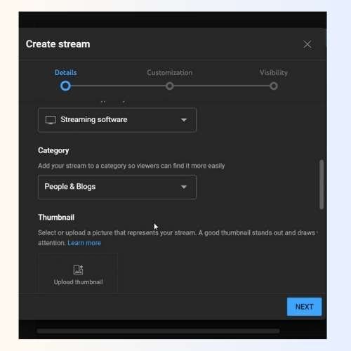 Step 5b - Fill details of your stream - Guide on How to Enable Live Streaming - Blog - VSWORLD