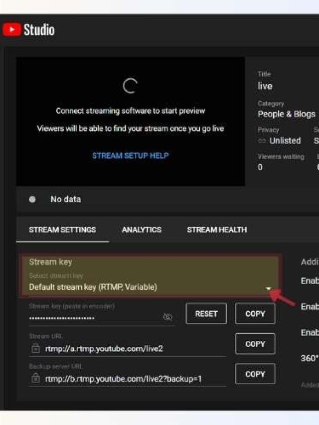 Step 6a Create stream key Guide on How to Enable Live Streaming Blog VSWORLD