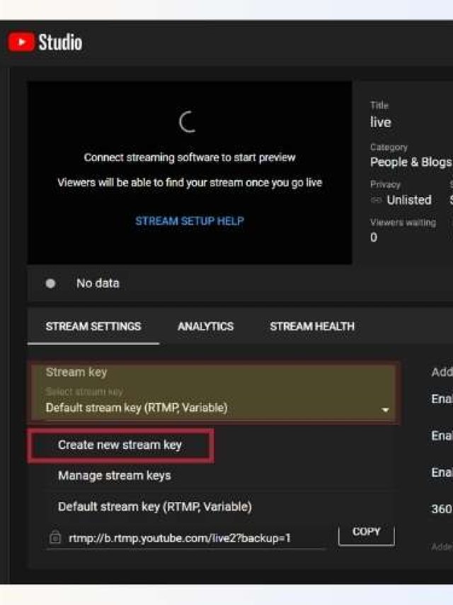 Step 6b - Create stream key - Guide on How to Enable Live Streaming - Blog - VSWORLD