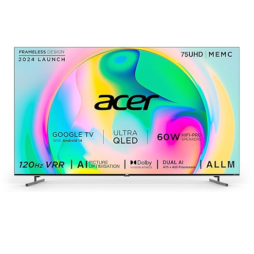 Acer 189 cm (75 inches) Super Series 4K Ultra HD Smart QLED Google TV