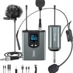 ttstar Wireless Microphone System Headset/Stand/Lavalier Mic with Rechargeable Bodypack Transmitter Receiver for PA Speaker, Camera, Recording, Teaching, Church
