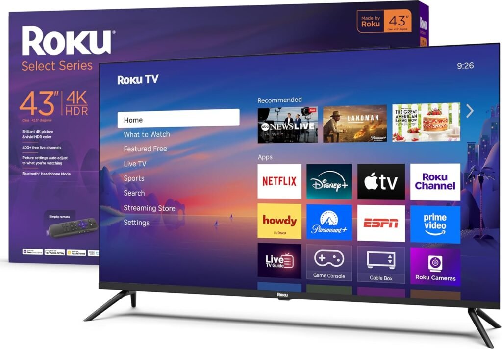 Roku Smart TV – 43-Inch Select Series, 4K HDR TV – Roku TV
