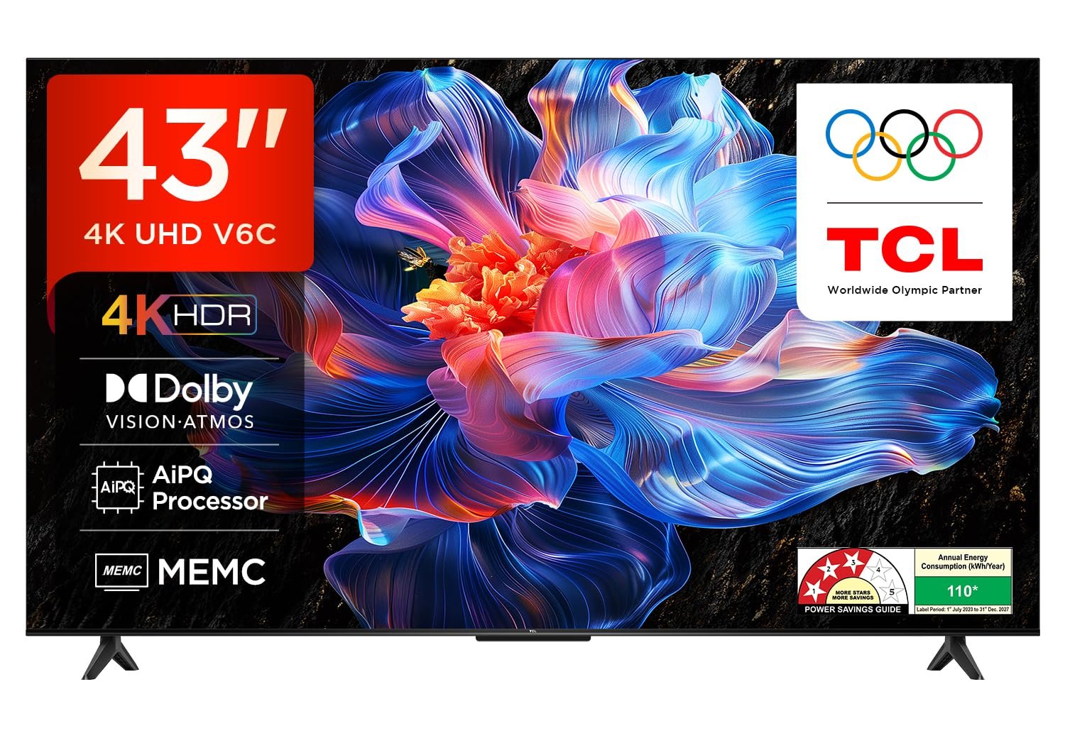TCL 108 cm 43 inches Metallic Bezel Less Series 4K Ultra HD Smart LED Google TV